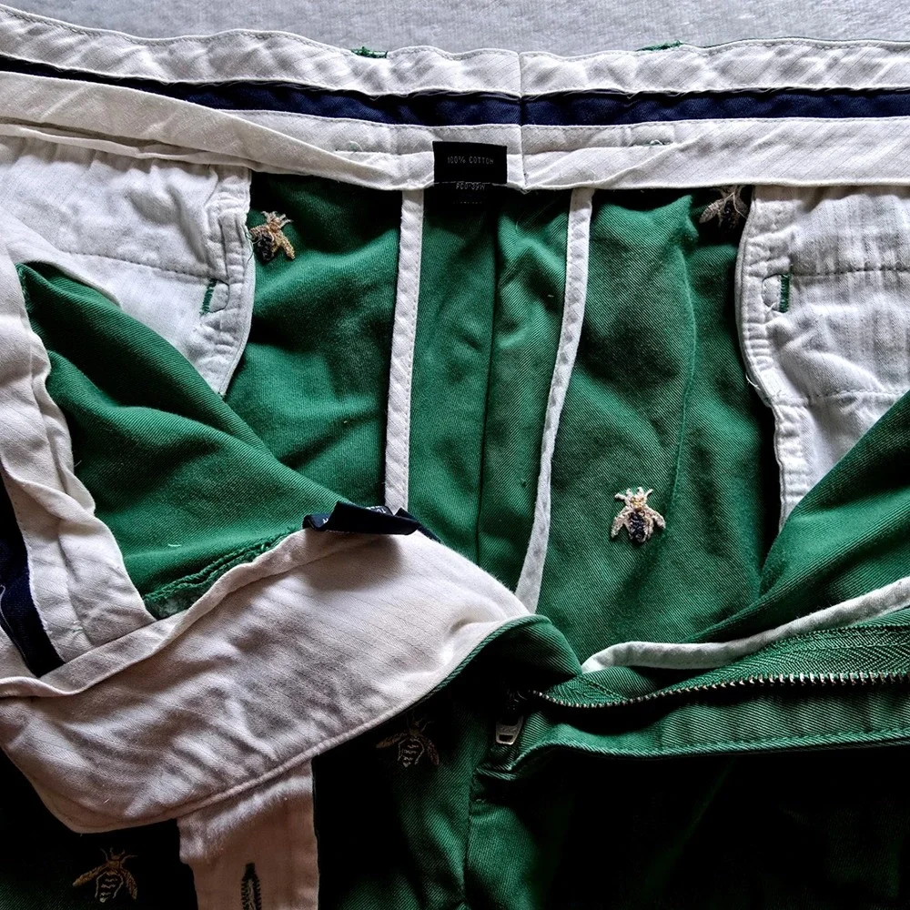 Polo Ralph Lauren Mens Green Bumblebee Embroidered Chino Shorts Size 40 Bee Prep